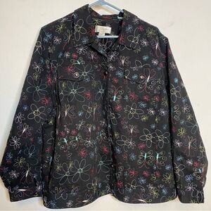 CJ Banks Black jacket with Colorful Floral Embroidery